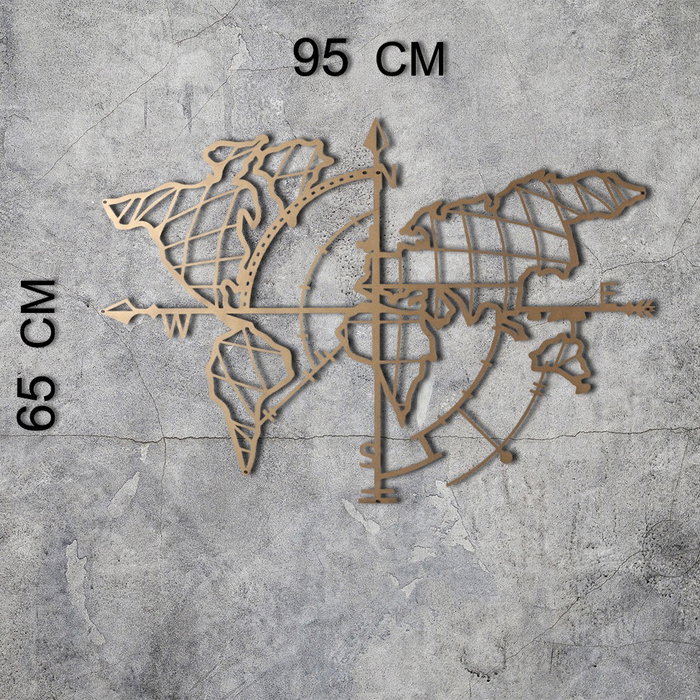 Wallity World Map Compass Led - Gold Wallity World Map Compass Led - Gold